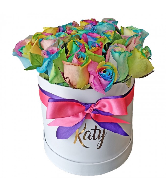 Box Personalizado 24 rosas Arcoiris