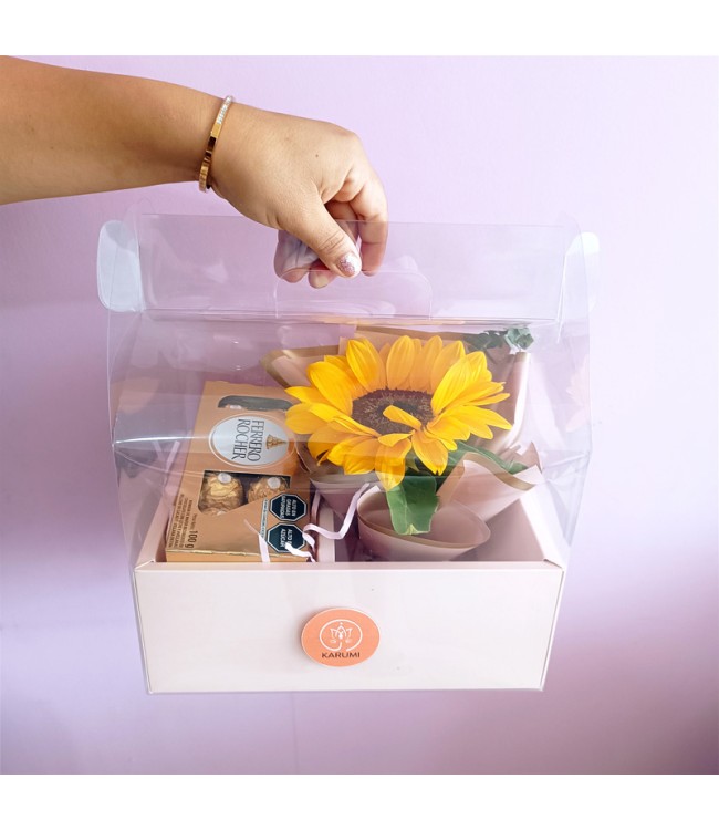 Canasta con girasol y chocolate (Sunshine)