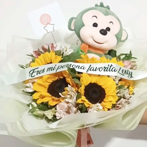 Ramo de Girasoles y Peluche monito Ramo de Girasoles y Peluche monito