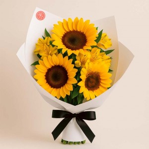 Ramo Flores Amarillas 3 girasoles y astromelias Ramo Flores Amarillas 3 girasoles y astromelias