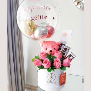 Box de rosas y peluche Sonrisa Box de rosas y peluche Sonrisa