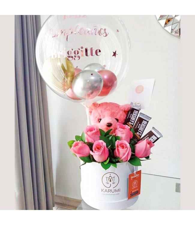 Box de rosas y peluche Sonrisa Box de rosas y peluche Sonrisa