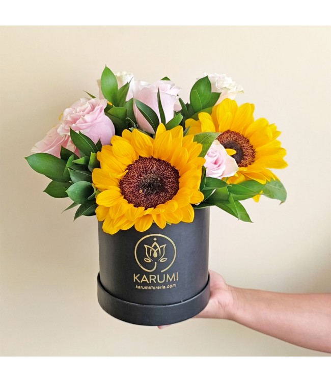 Box de rosas y girasoles Encanto